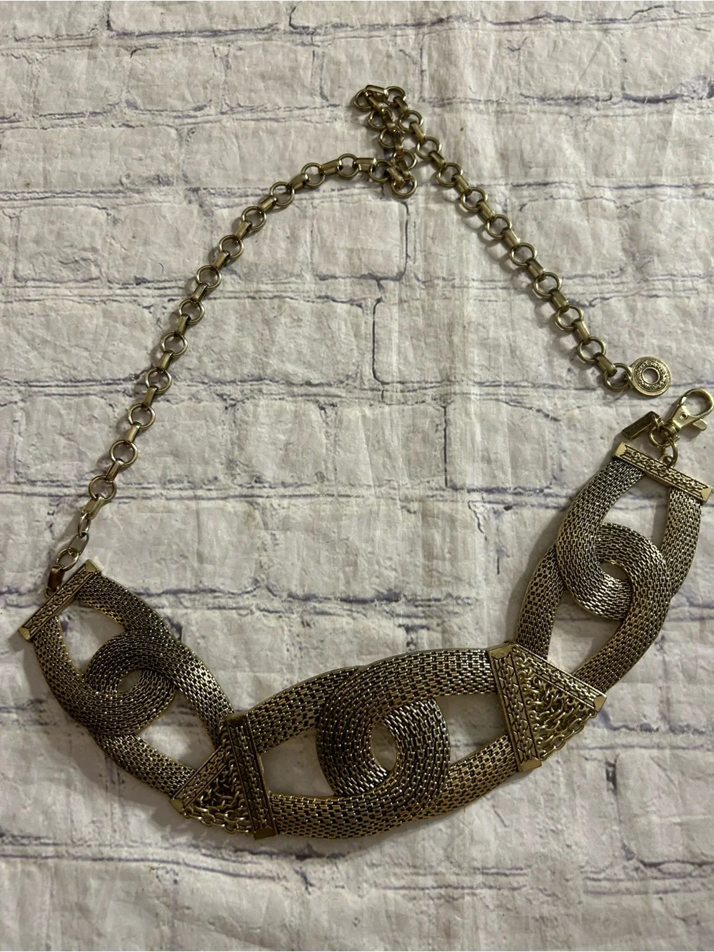 CHICO’S (2) UNIQUE STYLES GOLD CHAIN EMBELLISHED AND BROWN LEATHER BELTS